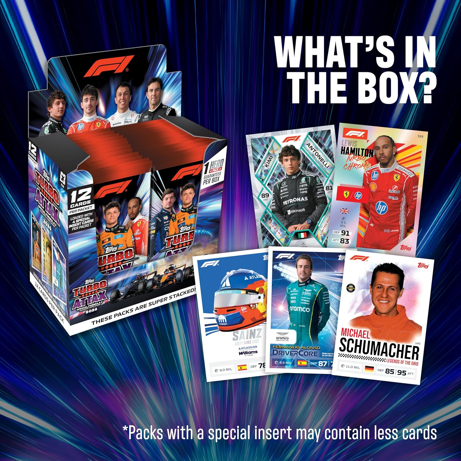 Topps Formula 1 2026 Turbo Attax - Full Box | Contains 24 packets - 12 cards per packet with 4 shiny's per pack!