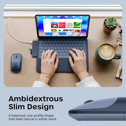 Satechi Slim EX Wireless Bluetooth Mouse, 2.2.4 GHz, Rechargeable, Indigo | Up to 3 months of battery life, silent clicks, multi-device, aluminium design, for Mac, Windows & more