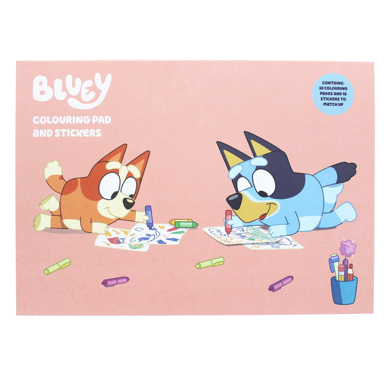 Bluey Bloc de coloriage A4 avec autocollants | Ensemble de posters Bluey | Livre de coloriage Bluey | Livre de dessin Bluey | Bluey Toys