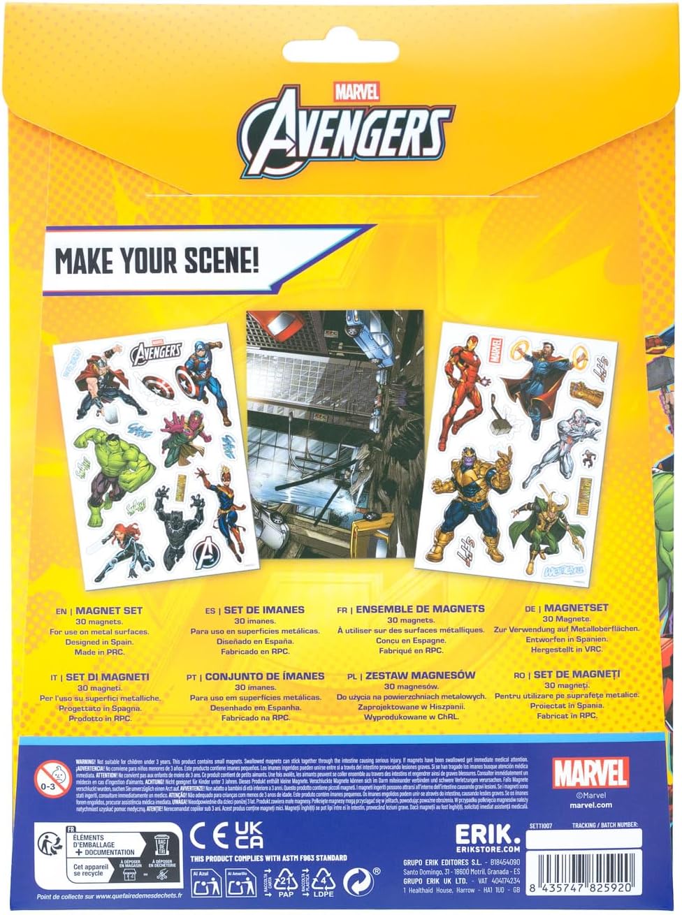 Grupo Erik | Set d'Aimants Découpés Marvel Avengers | Magnets Frigo | Lot d'Aimants Décorés | Déco Frigo et Tableau Magnétique, À Collectionner, Idée Cadeau