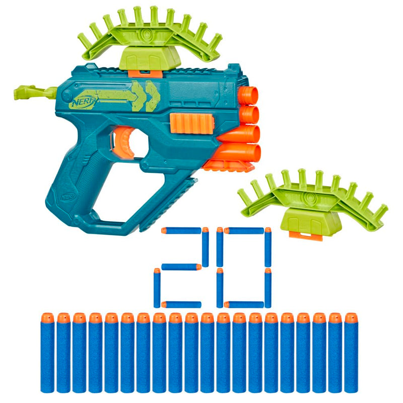 Nerf Rebel Ops Ammohawk Blaster with 20 Nerf Elite Foam Darts & 2 Dartshield Attachments, Children's Gift Toys, Ages 8+