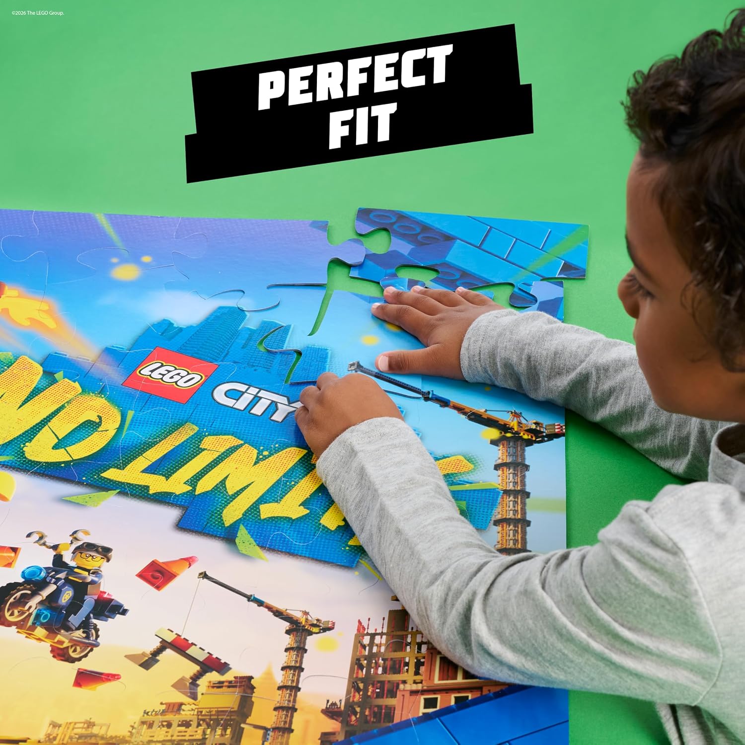 Puzzle de Sol Recto-Verso Lego City No Limits par Just Play, 50 pièces | Grand format 60 x 88 cm, scène d’action LEGO City, très coloré, dès 4 ans