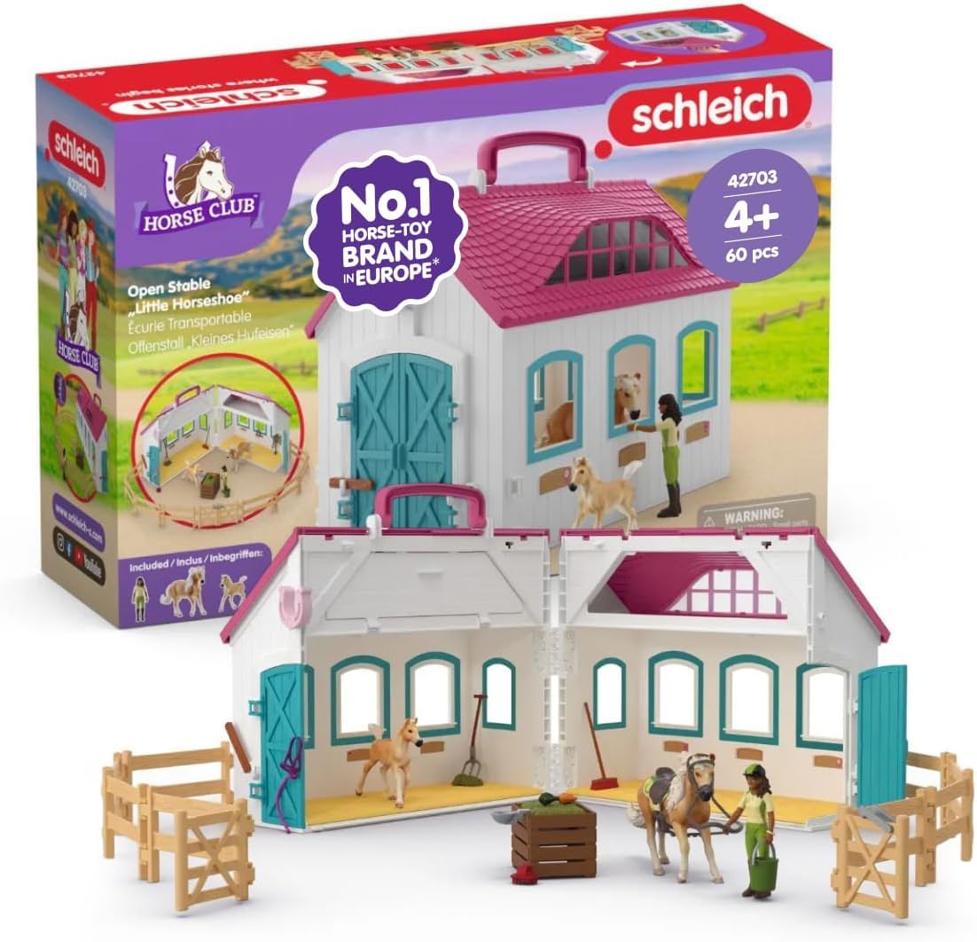 schleich HORSE CLUB | Mobiele paardenstal “Hoefijzer” 42703 | 60 stuks