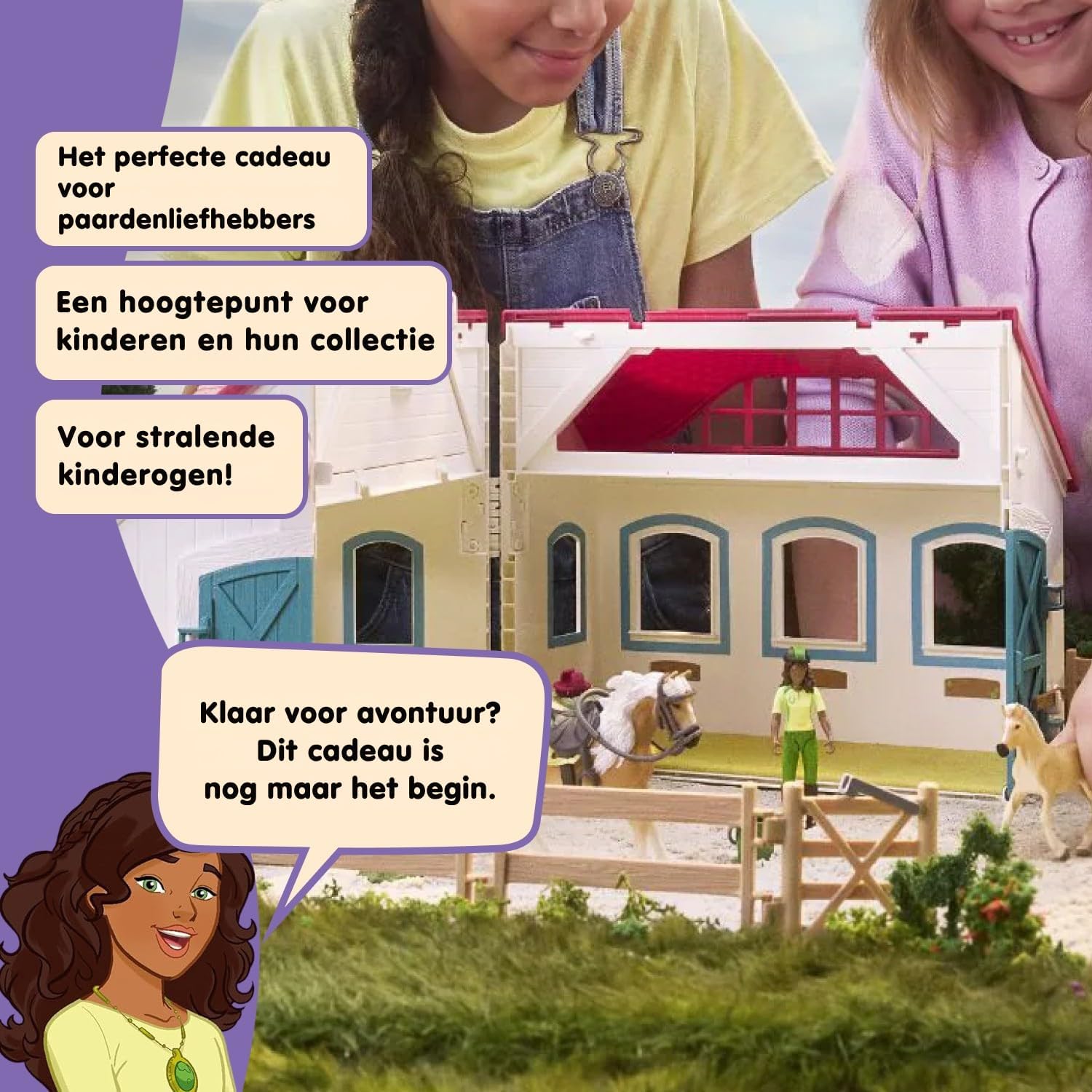 schleich HORSE CLUB | Mobiele paardenstal “Hoefijzer” 42703 | 60 stuks