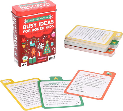 Petit Collage- Busy Ideas for Bored Kids: Christmas Edition | Active, Creative, and Silly Activity Cards, Stocking Stuffer for Ages 4+, Ideas for School Holiday Break, Travel Friendly