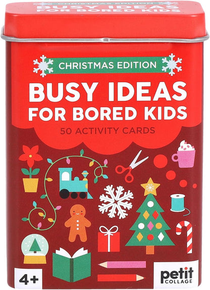 Petit Collage- Busy Ideas for Bored Kids: Christmas Edition | Active, Creative, and Silly Activity Cards, Stocking Stuffer for Ages 4+, Ideas for School Holiday Break, Travel Friendly