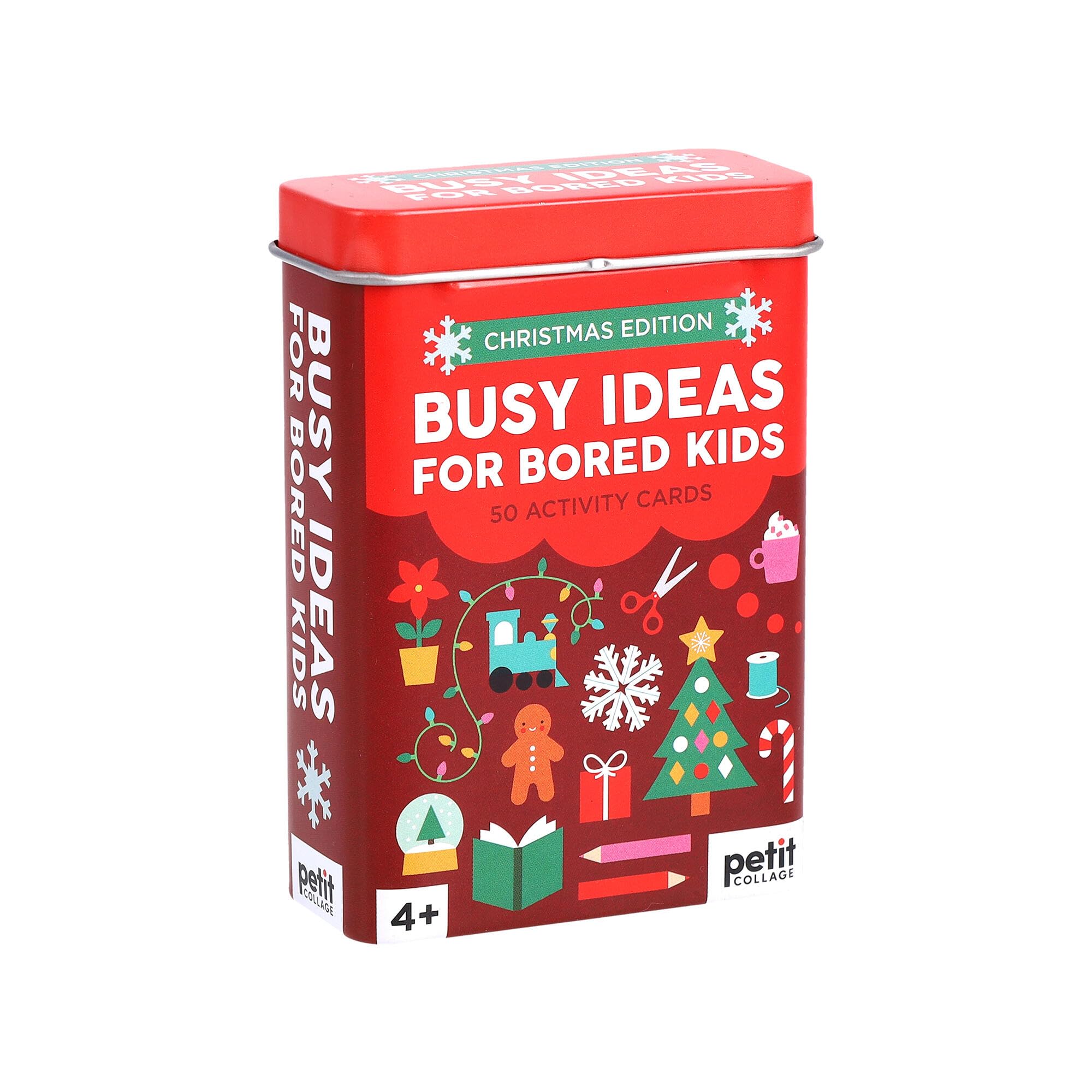 Petit Collage- Busy Ideas for Bored Kids: Christmas Edition | Active, Creative, and Silly Activity Cards, Stocking Stuffer for Ages 4+, Ideas for School Holiday Break, Travel Friendly