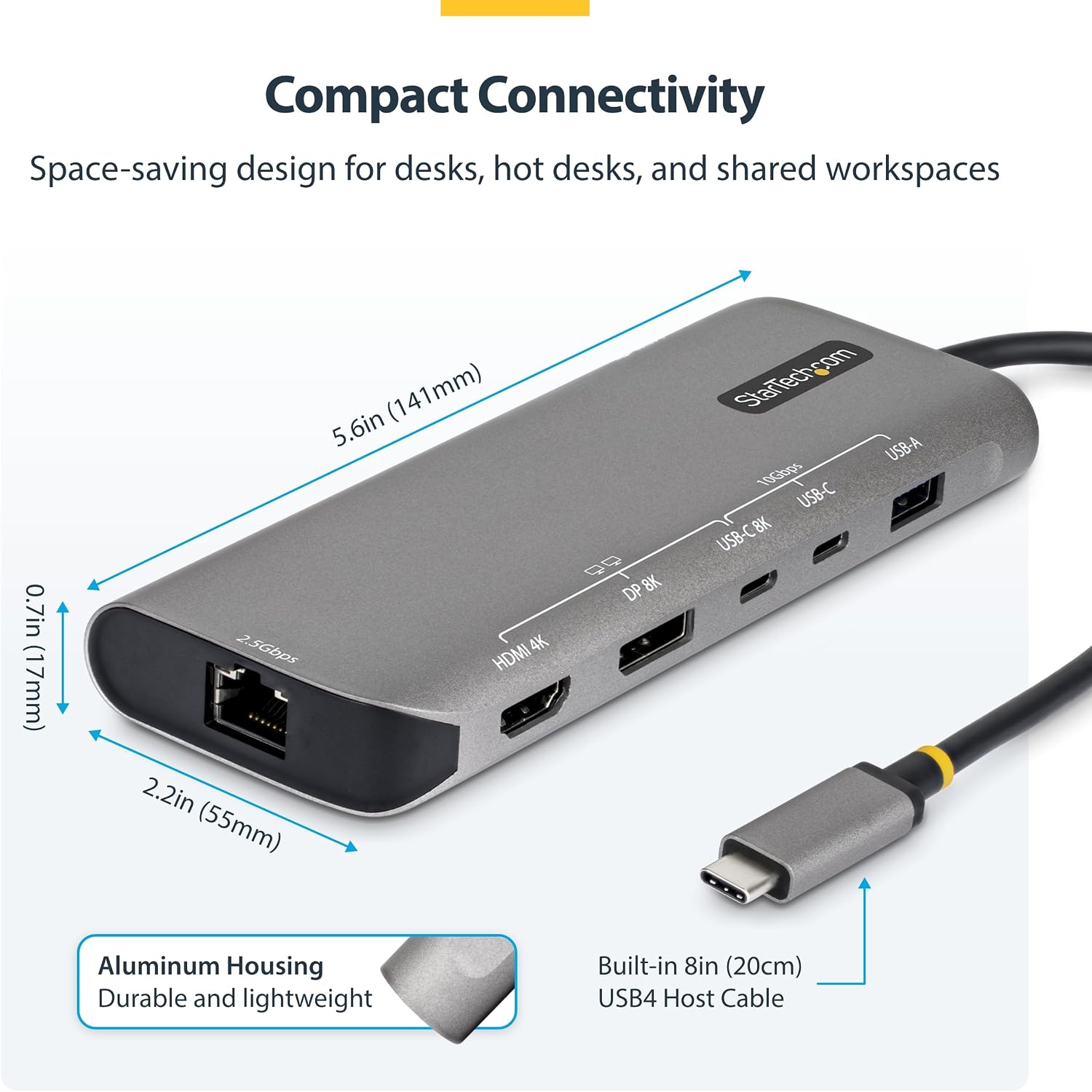 StarTech Mini Dock USB4 7-in-1 Dual 4K senza Driver, 140W PD, 2.5GbE