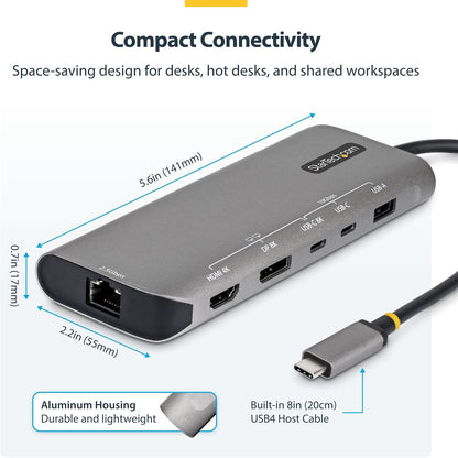 StarTech Mini Dock USB4 7-in-1 Dual 4K senza Driver, 140W PD, 2.5GbE
