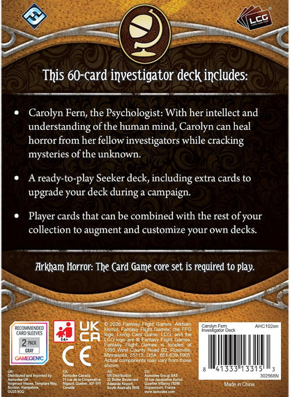 Asmodee | Arkham Horror LCG: Carolyn Fern Investigator Deck | Ages 14+ | Master the art of healing horror in 45+ minutes with this ready-to-play Carolyn Fern investigator deck for 1-4 players.