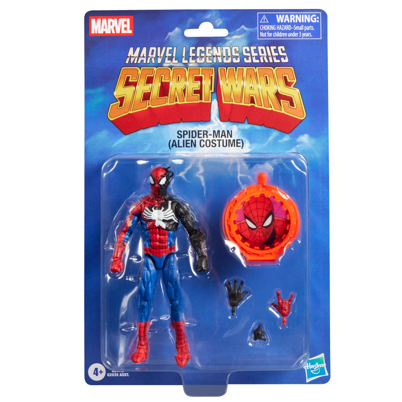 Marvel Legends Series, Figurine de Collection Secret Wars Spider-Man (Costume d'extraterrestre) de 15 cm avec Bouclier lenticulaire, inspirée des Bandes dessinées Marvel