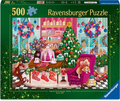 Ravensburger Christmas Shop 500 Piece Jigsaw Puzzle for Adults & Kids Age 10+, Festive Holiday Scene with Christmas Tree, Dog & Decorations | Festive Holiday Shopping Scene, Premium Quality, Perfect I
