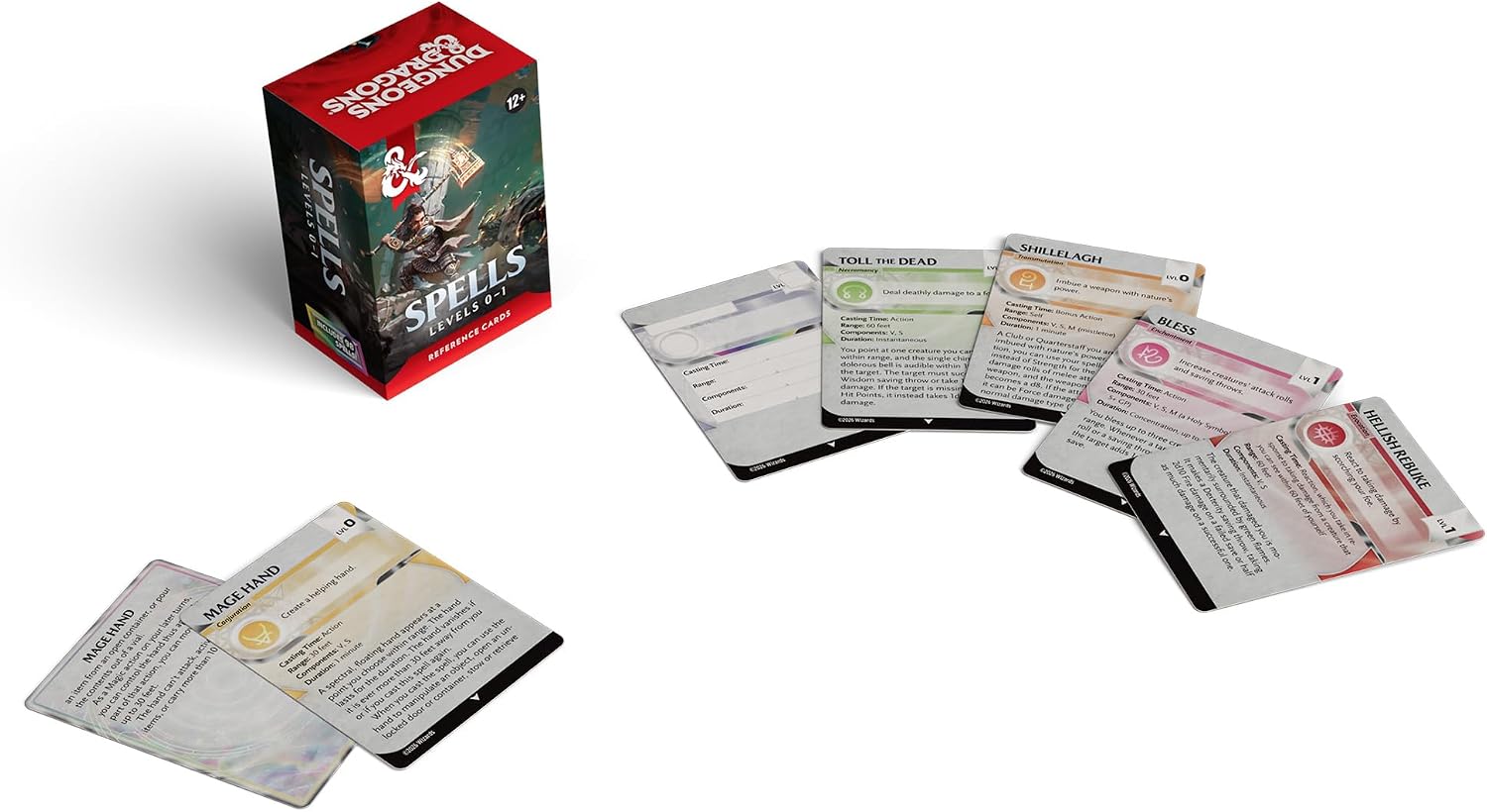 Dungeons & Dragons Reference Cards - Spells (Levels 0-1) | D&D Accessories (English Version