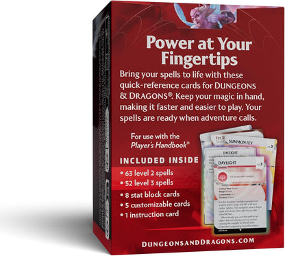 Dungeons & Dragons Reference Cards - Spells (Levels 2-3) | D&D Accessories (English Version