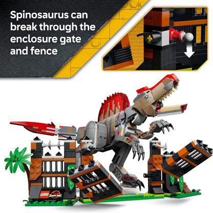 LEGO Jurassic World Spinosaurus Ontsnapping - Dinosaurus Speelgoed voor Kinderen Vanaf 9 Jaar - Bouwpakket met Verstelbare Dino en 2 Minifiguren - Decoratie - Cadeau voor Jongens en Meisjes 77982