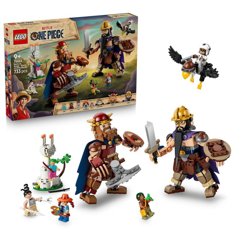 LEGO ONE PIECE Dorry vs. Brogy – Reuzen van Kleine Gaarde – Interactief Speelgoed voor Kinderen met 2 Actiefiguren en 5 Minifiguren – Cadeau voor Jongens en Meisjes vanaf 9 Jaar en Fans – 75644