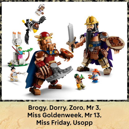 LEGO ONE PIECE Dorry vs. Brogy – Reuzen van Kleine Gaarde – Interactief Speelgoed voor Kinderen met 2 Actiefiguren en 5 Minifiguren – Cadeau voor Jongens en Meisjes vanaf 9 Jaar en Fans – 75644