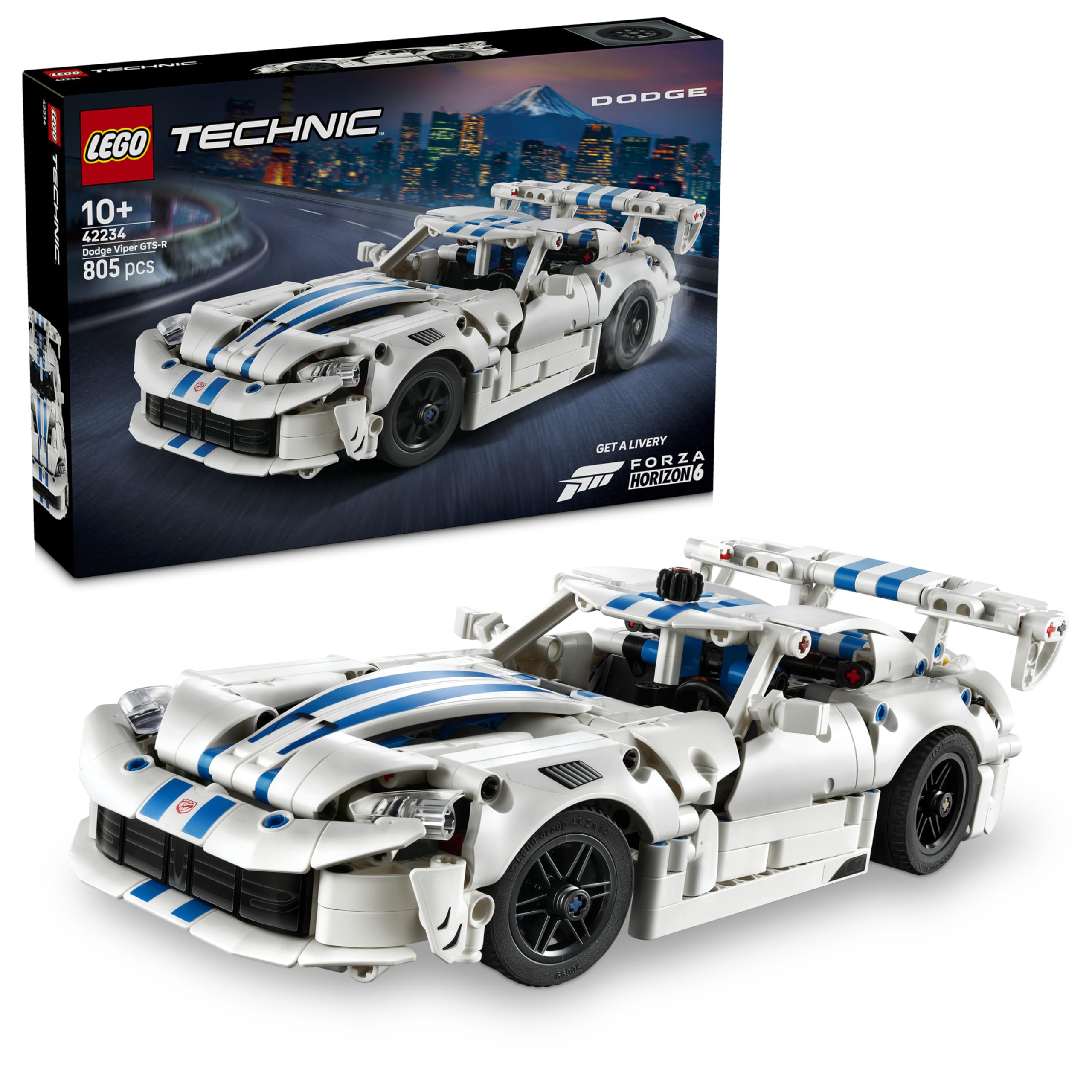 LEGO Technic Dodge Viper GTS-R Sportauto - Bouwpakket voor Kinderen vanaf 10 Jaar - Speelgoed Auto met Besturing, V10-Motor met Zuigers en Openende Deuren - Cadeau voor Jongens en Meisjes - 42234