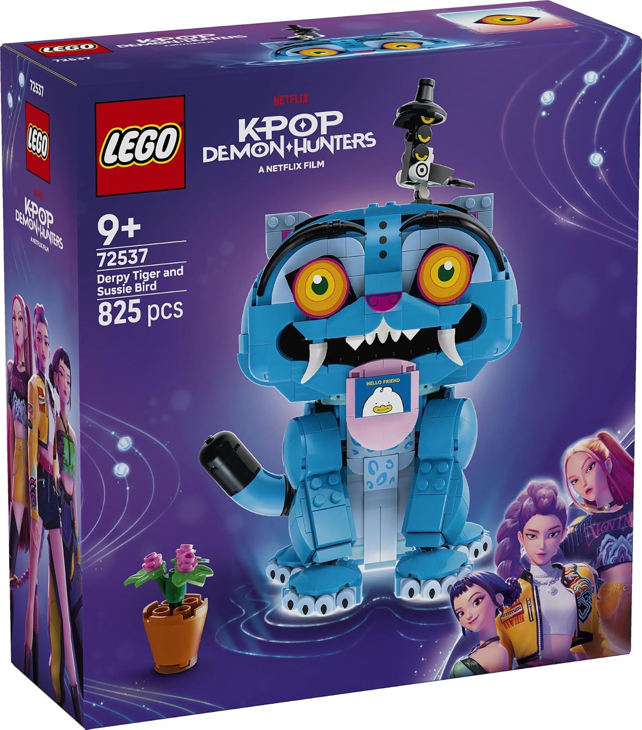 LEGO KPop Demon Hunters Derpy Tiger and Sussie Bird - K-Pop Toy w/ 2 Animal Figures & Flowerpot - Kids' Room Decor - Music Gift for 9+ Year Old Girls, Boys & Movie Fans - 72537