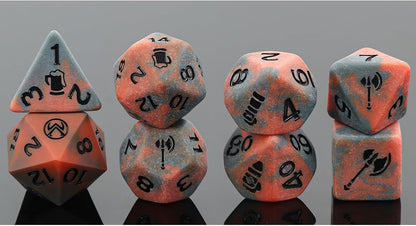 Critical Role: Vox Machina: Adventure Dice - Grog Strongjaw - 8pc RPG Die Set, Gray-Orange, Character Symbols, Collectible Roleplaying Game Accessory