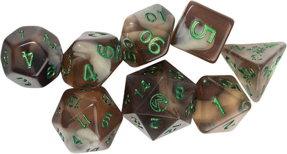 Critical Role: Vox Machina: Adventure Dice - Keyleth - 8pc RPG Set, Brown & Green, Character Symbols, Licensed Collectible Roleplaying Game Accessory