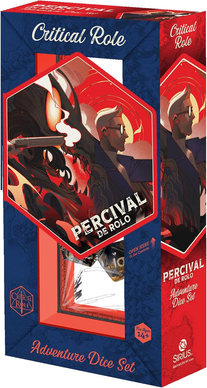 Critical Role: Vox Machina: Adventure Dice - Percival de Rolo - 8pc RPG Set, Dark Blue-Gold, Character Symbols, Collectible Roleplaying Game Accessory