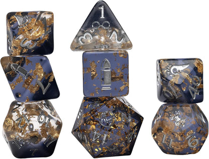 Critical Role: Vox Machina: Adventure Dice - Percival de Rolo - 8pc RPG Set, Dark Blue-Gold, Character Symbols, Collectible Roleplaying Game Accessory