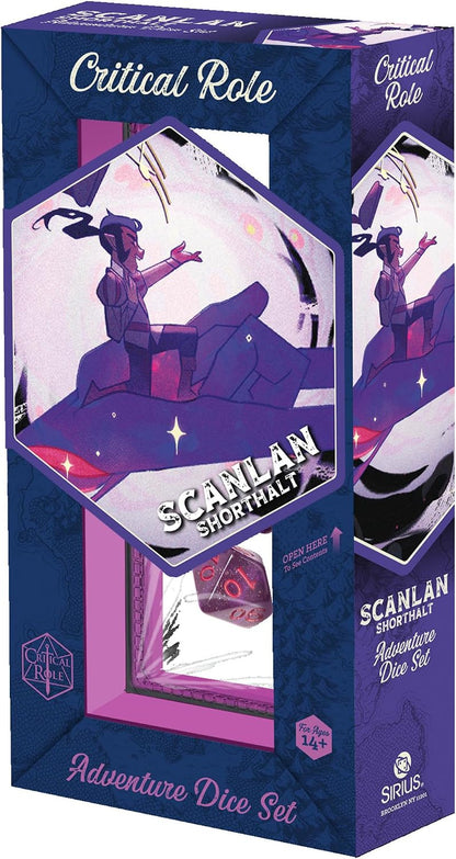 Critical Role: Vox Machina: Adventure Dice - Scanlan Shorthalt - 8pc RPG Set, Purple & Red, Character Symbols, Collectible Roleplaying Game Accessory