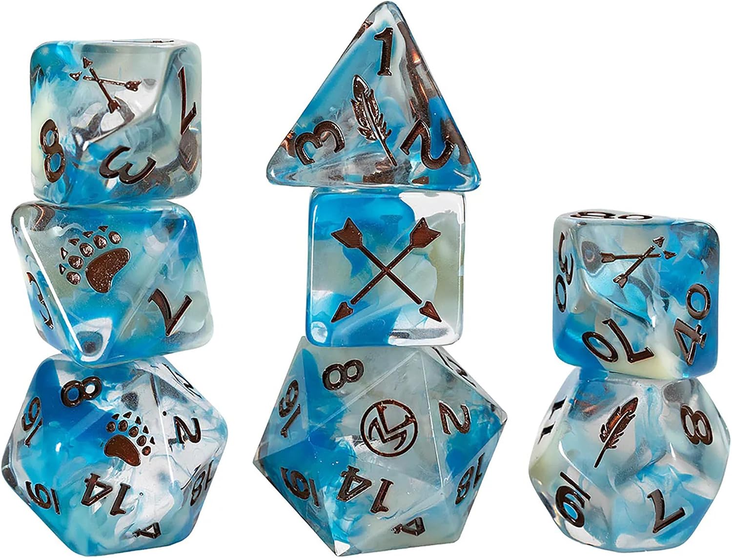 Critical Role: Vox Machina: Adventure Dice - Vax’ildan - 8pc RPG Set, Gray-Rainbow-Purple, Character Symbols, Collectible Roleplaying Game Accessory