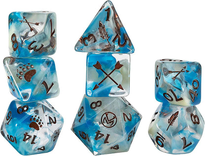 Critical Role: Vox Machina: Adventure Dice - Vax’ildan - 8pc RPG Set, Gray-Rainbow-Purple, Character Symbols, Collectible Roleplaying Game Accessory