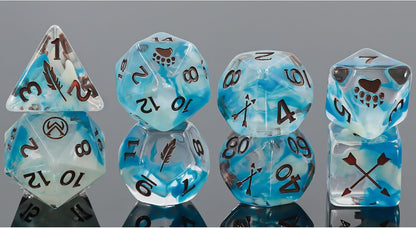 Critical Role: Vox Machina: Adventure Dice - Vax’ildan - 8pc RPG Set, Gray-Rainbow-Purple, Character Symbols, Collectible Roleplaying Game Accessory