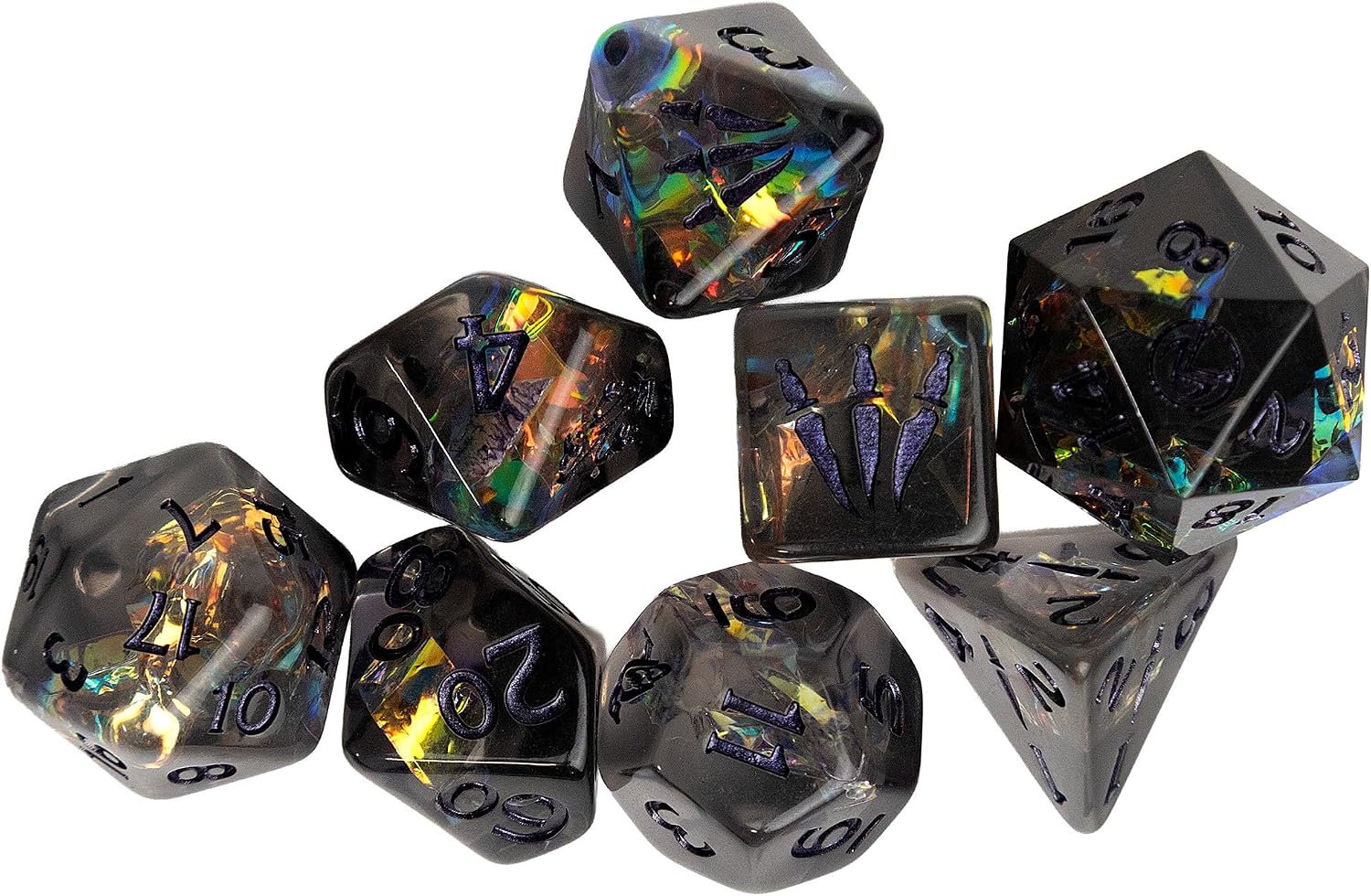 Critical Role: Vox Machina: Adventure Dice - Vex’ahlia - 8pc RPG Set, Blue & Clear, Character Symbols, Licensed Collectible Roleplaying Game Accessory