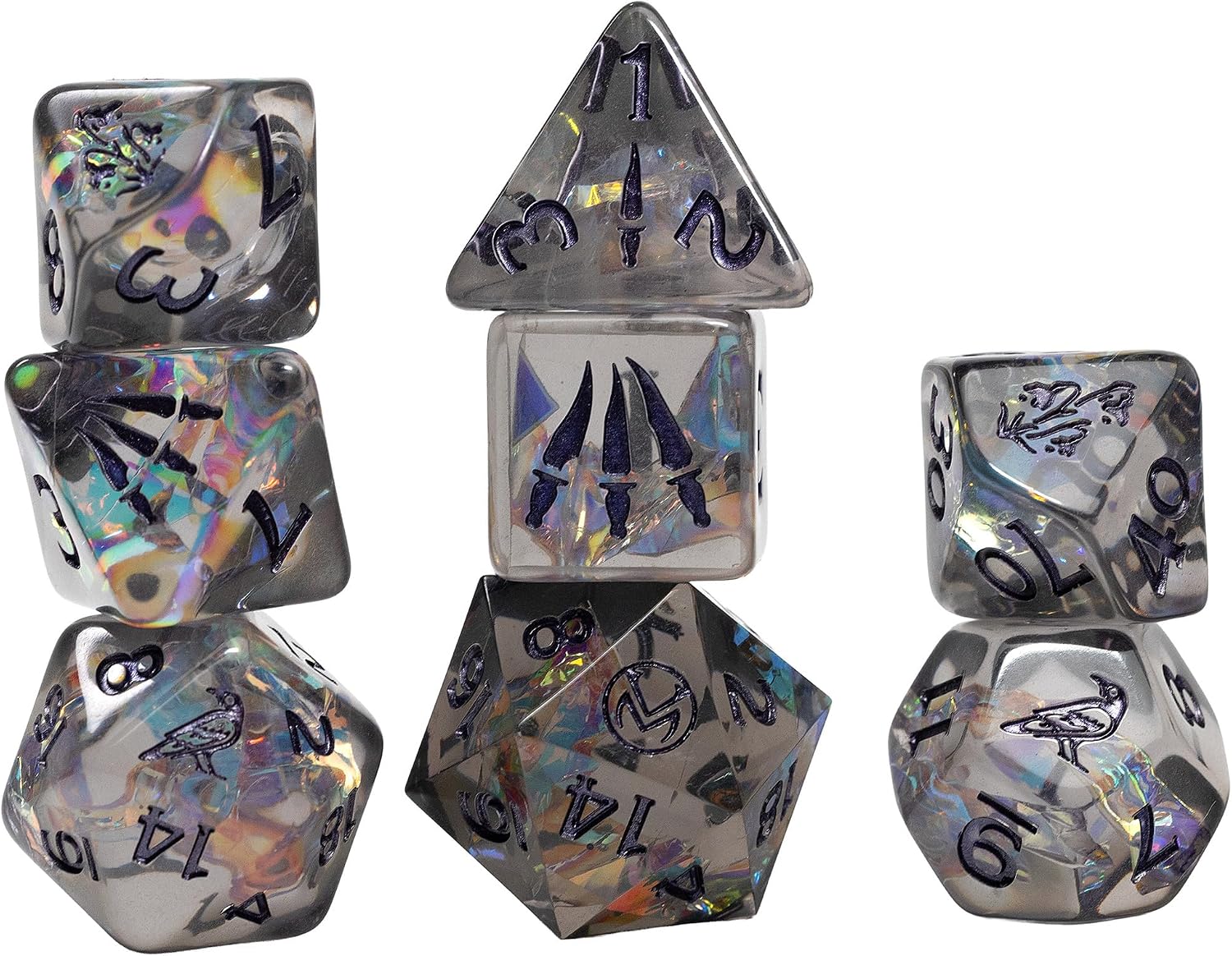 Critical Role: Vox Machina: Adventure Dice - Vex’ahlia - 8pc RPG Set, Blue & Clear, Character Symbols, Licensed Collectible Roleplaying Game Accessory