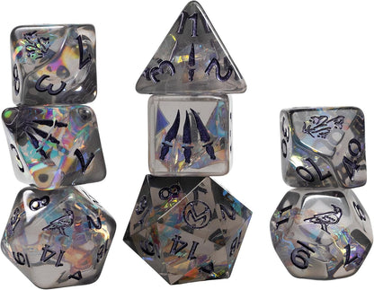 Critical Role: Vox Machina: Adventure Dice - Vex’ahlia - 8pc RPG Set, Blue & Clear, Character Symbols, Licensed Collectible Roleplaying Game Accessory