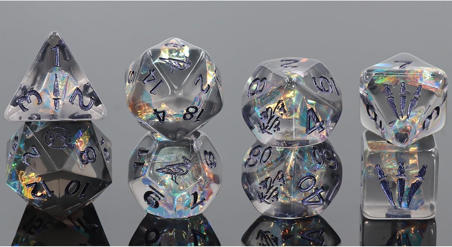 Critical Role: Vox Machina: Adventure Dice - Vex’ahlia - 8pc RPG Set, Blue & Clear, Character Symbols, Licensed Collectible Roleplaying Game Accessory