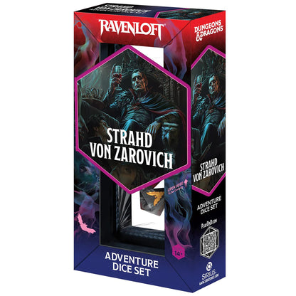 Dungeons & Dragons: D&D Adventure Dice - Darklord: Strahd von Zarovich - Black & Red, 7pc RPG Set, Sharp Edge, Collectible Roleplaying Game Accessory