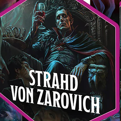Dungeons & Dragons: D&D Adventure Dice - Darklord: Strahd von Zarovich - Black & Red, 7pc RPG Set, Sharp Edge, Collectible Roleplaying Game Accessory