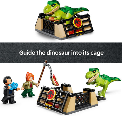 LEGO Jurassic World Jonge T. Rex Transporttruck - Speelgoed Dinosaurus voor Kinderen - Bouwpakket met T. Rex Figuur, 2 Minifiguren en Terreinwagen - Cadeau voor Jongens en Meisjes vanaf 4 Jaar 77978