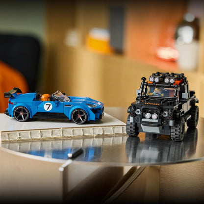 LEGO Speed Champions Jaguar Project 7 en Land Rover Defender - Auto Speelgoed voor Kinderen vanaf 10 Jaar met 2 Auto's en 2 Minifiguren - Kinderkamer Decoratie - Cadeau voor Jongens en Meisjes - 77264