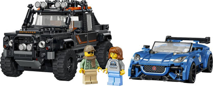 LEGO Speed Champions Jaguar Project 7 en Land Rover Defender - Auto Speelgoed voor Kinderen vanaf 10 Jaar met 2 Auto's en 2 Minifiguren - Kinderkamer Decoratie - Cadeau voor Jongens en Meisjes - 77264