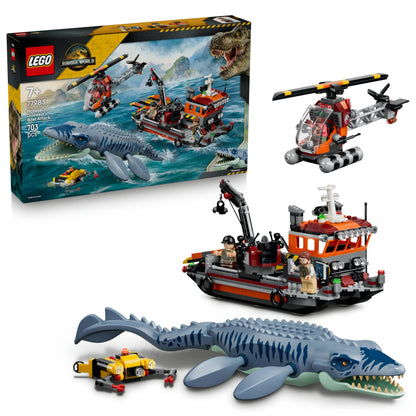 LEGO Jurassic World Mosasaurus Bootaanval - Dinosaurus Speelgoed voor Kinderen Vanaf 7 Jaar - Bouwpakket met 3 Minifiguren en Voorgevormd Dino Model - Cadeau voor Jongens en Meisjes 77983