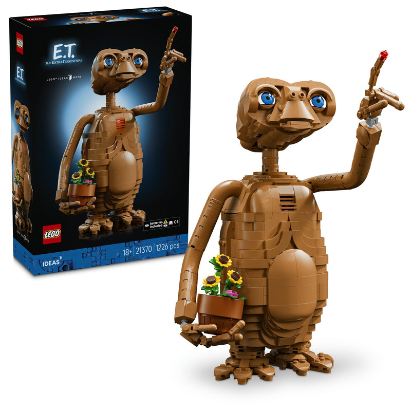LEGO Ideas E.T. the Extra-Terrestrial Bouwpakket voor Volwassenen - Verstelbare Alien Figuur met Verlichtingssteen en Bloempot - Kantoor Decoratie & Woondecoratie - Cadeau voor Mannen en Vrouwen 21370