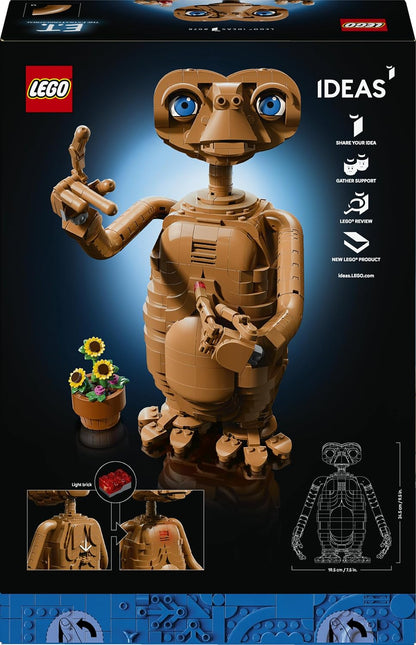 LEGO Ideas E.T. the Extra-Terrestrial Bouwpakket voor Volwassenen - Verstelbare Alien Figuur met Verlichtingssteen en Bloempot - Kantoor Decoratie & Woondecoratie - Cadeau voor Mannen en Vrouwen 21370