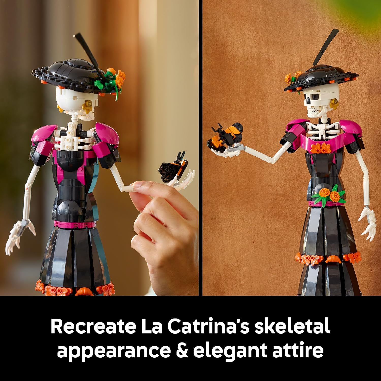 LEGO Ideas La Catrina - Model Kit for Adults incl. Skeleton Figure w/Artificial Flowers & Monarch Butterflies - Día de los Muertos Decoration - DIY Gift Idea - 21372