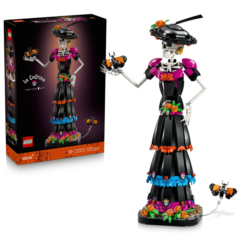 LEGO Ideas La Catrina - Model Kit for Adults incl. Skeleton Figure w/Artificial Flowers & Monarch Butterflies - Día de los Muertos Decoration - DIY Gift Idea - 21372