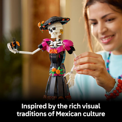 LEGO Ideas La Catrina - Model Kit for Adults incl. Skeleton Figure w/Artificial Flowers & Monarch Butterflies - Día de los Muertos Decoration - DIY Gift Idea - 21372