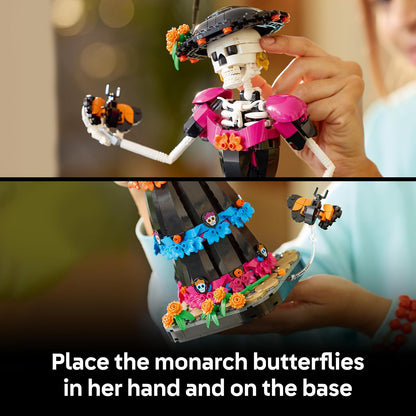 LEGO Ideas La Catrina - Model Kit for Adults incl. Skeleton Figure w/Artificial Flowers & Monarch Butterflies - Día de los Muertos Decoration - DIY Gift Idea - 21372