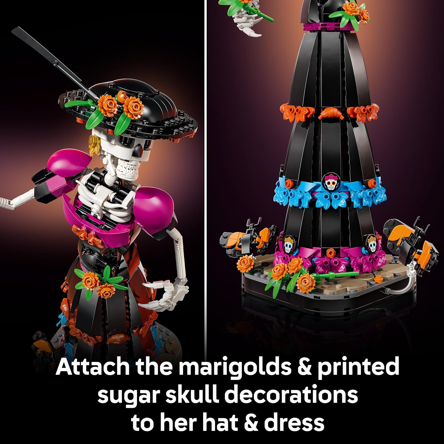 LEGO Ideas La Catrina - Model Kit for Adults incl. Skeleton Figure w/Artificial Flowers & Monarch Butterflies - Día de los Muertos Decoration - DIY Gift Idea - 21372