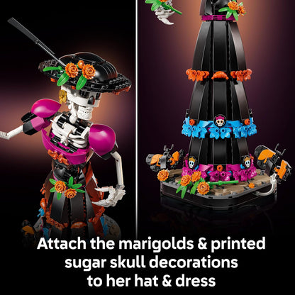 LEGO Ideas La Catrina - Model Kit for Adults incl. Skeleton Figure w/Artificial Flowers & Monarch Butterflies - Día de los Muertos Decoration - DIY Gift Idea - 21372