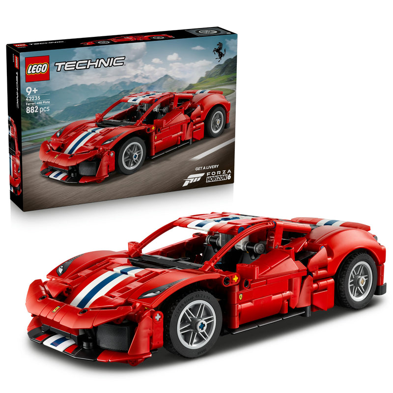 LEGO Technic Ferrari 488 PISTA Auto Speelgoed voor Kinderen vanaf 9 Jaar - Kinderkamer Decoratie - met Besturing, V8-Motor, Bewegende Zuigers en Differentieel - Cadeau voor Jongens en Meisjes 42235